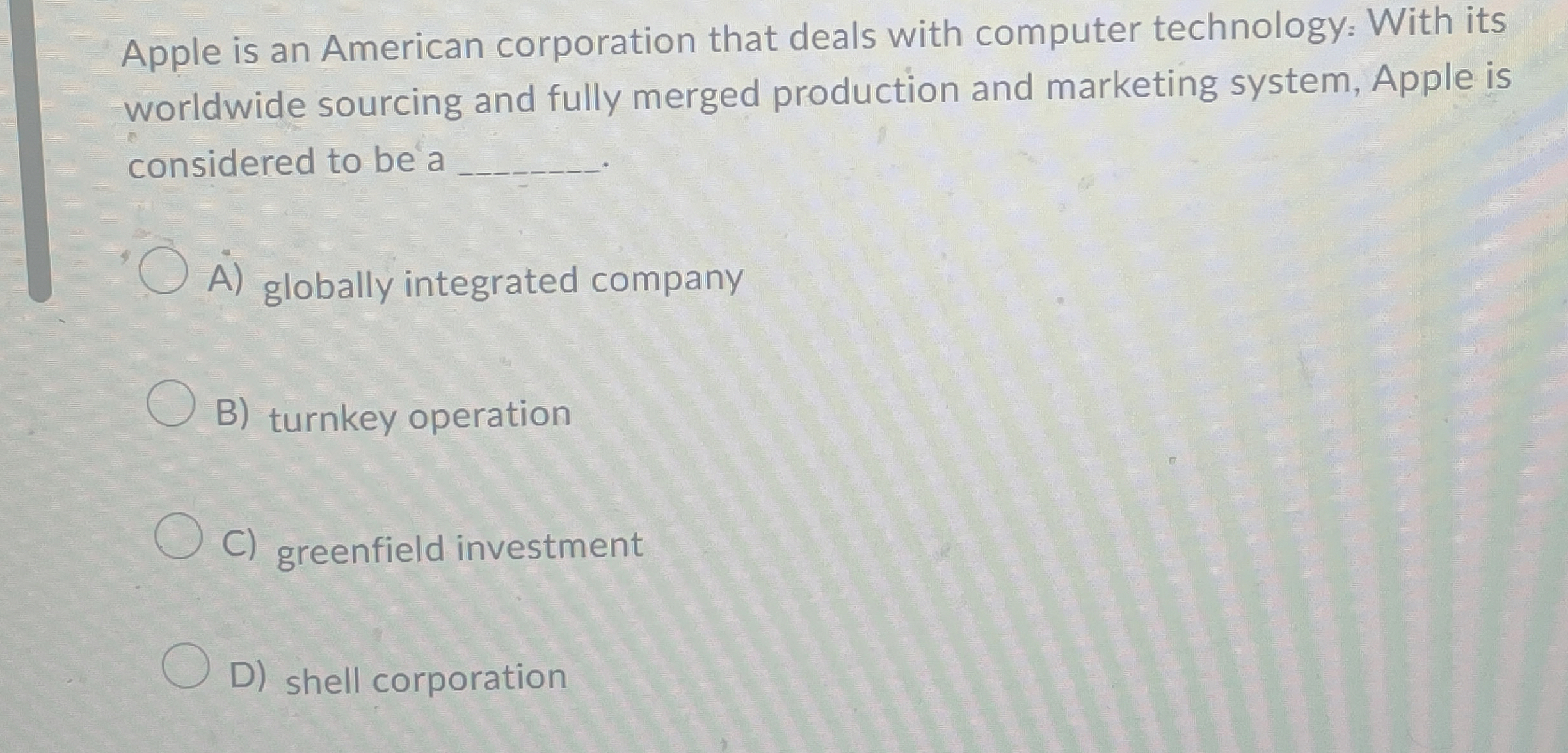 Apple is an American corporation that deals with