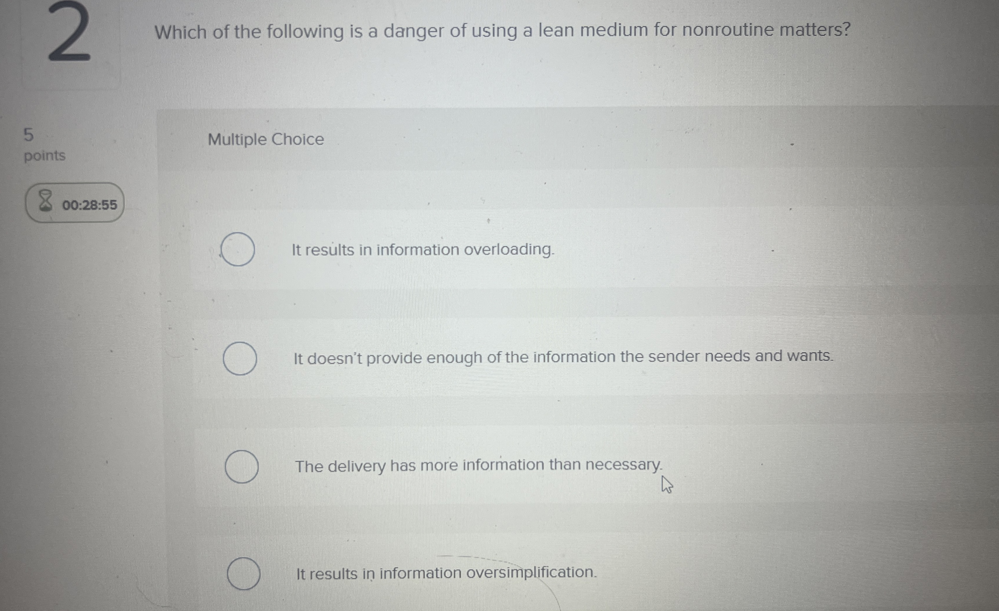 2 Which of the following is a danger of using a