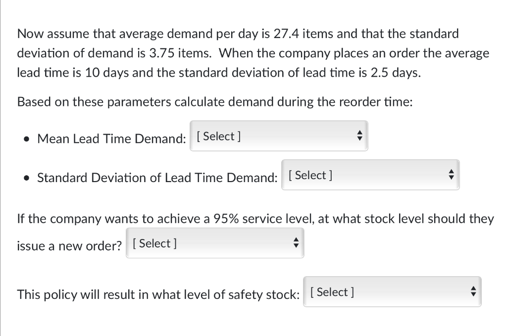 Now assume that average demand per day is 27.4