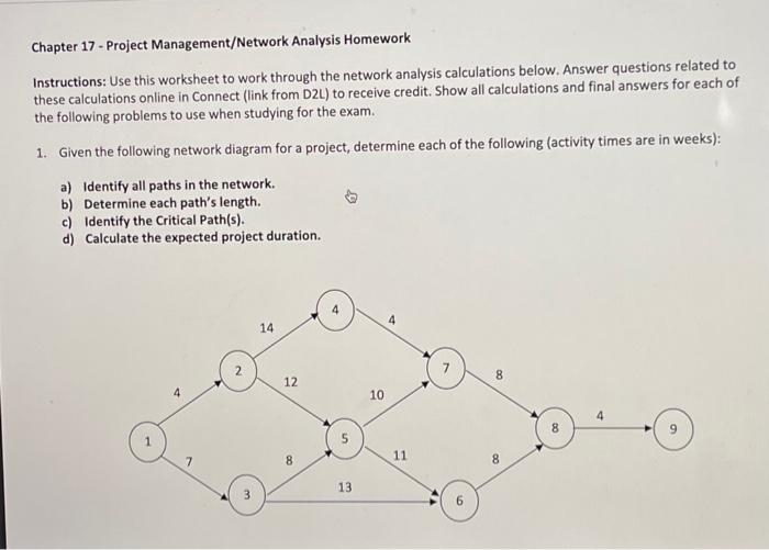 Chapter 17 - Project Management/Network Analysis