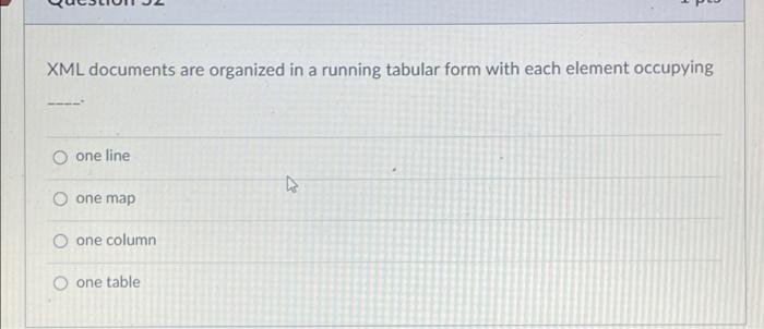XML documents are organized in a running tabular