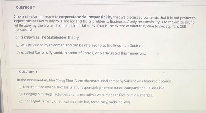 QUESTION 7 One particular approach to corporate
