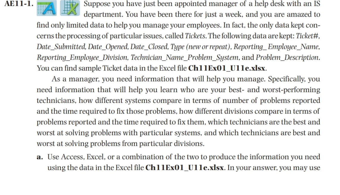 1001 002 AE11-1. Suppose you have just been