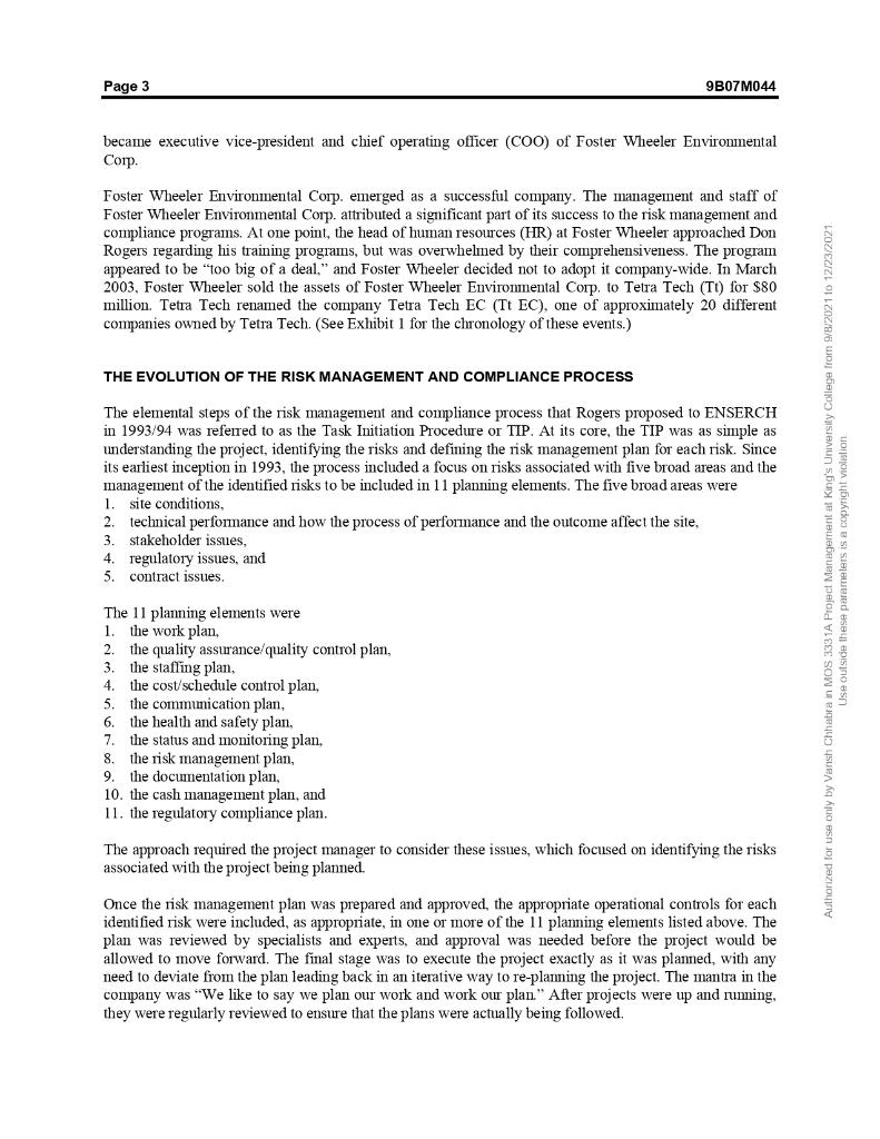 Q-1 Read the case properly and elaborate on risk