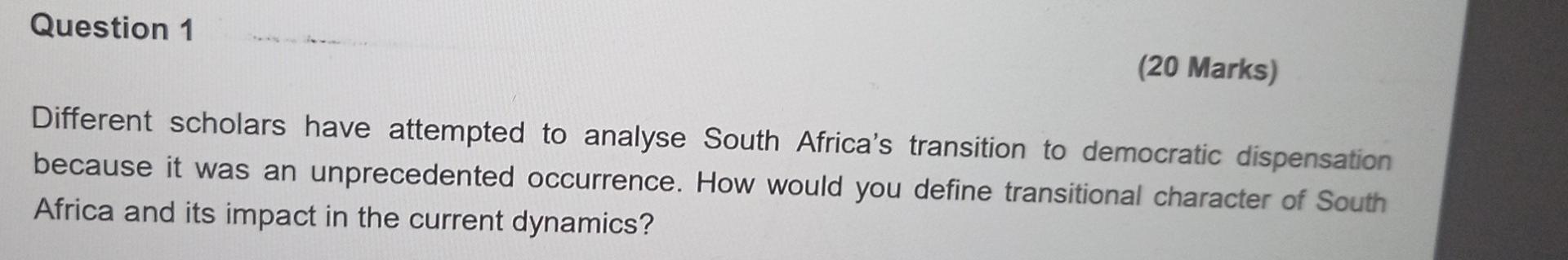 Question 1 (20 Marks) Different scholars have