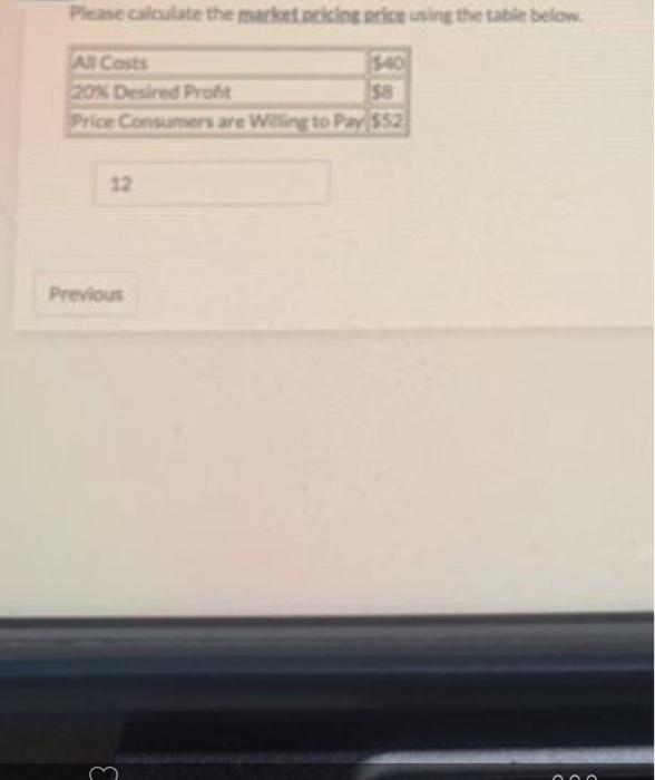 Please calculate the marketing price using the