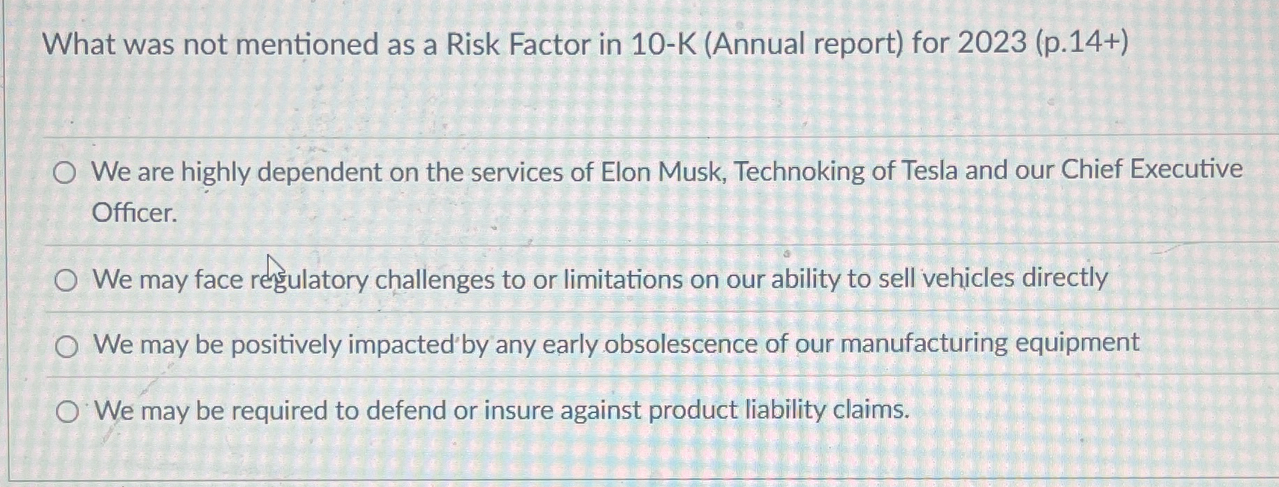 What was not mentioned as a Risk Factor in 1 0 -