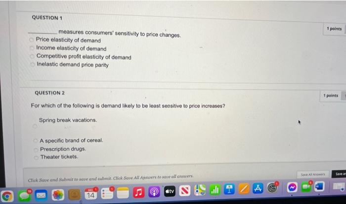 QUESTION 1 1 points measures consumers'