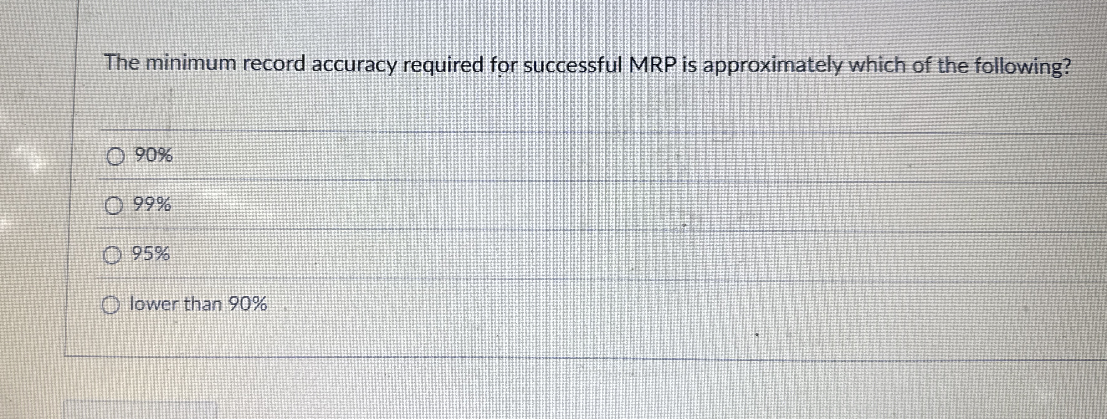 The minimum record accuracy required for