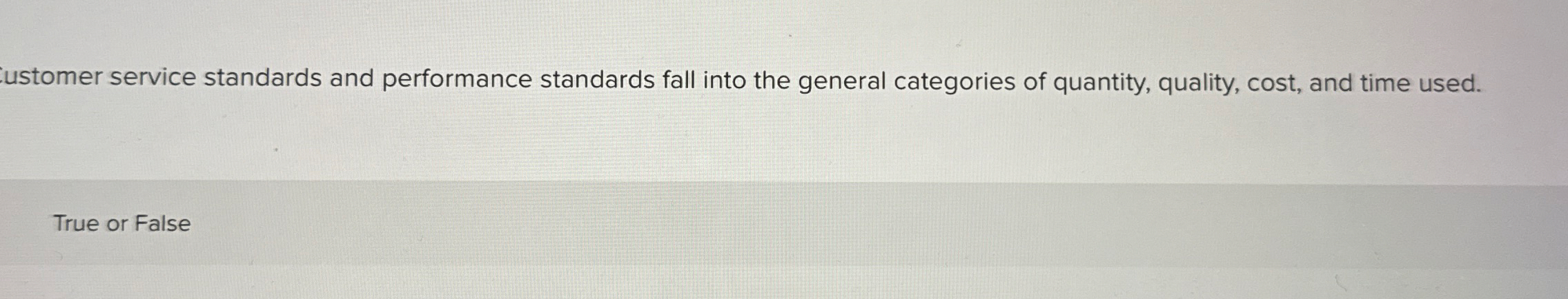 ustomer service standards and performance