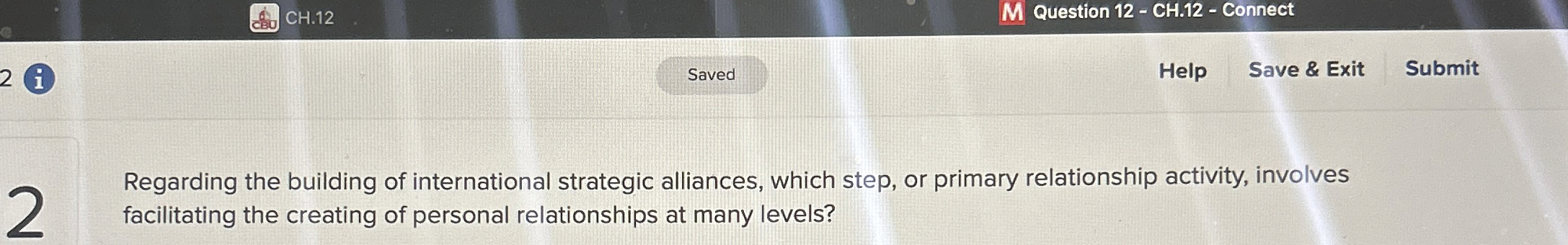 CH . 1 2 Question 1 2 - CH . 1 2 - Connect 2 ( i