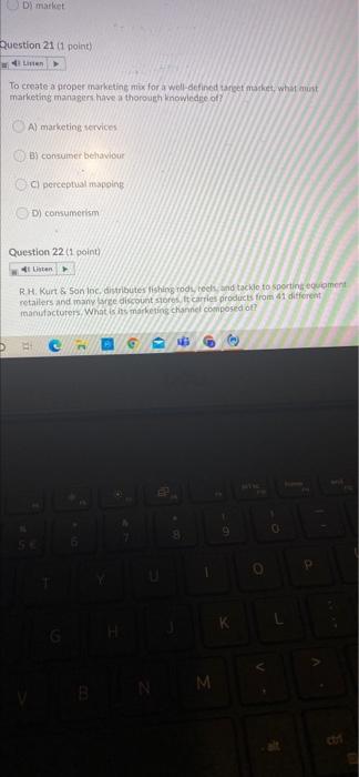 D) market Question 21 (1 point) To create a