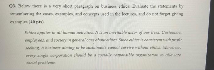 Q3. Below there is a very short paragraph on