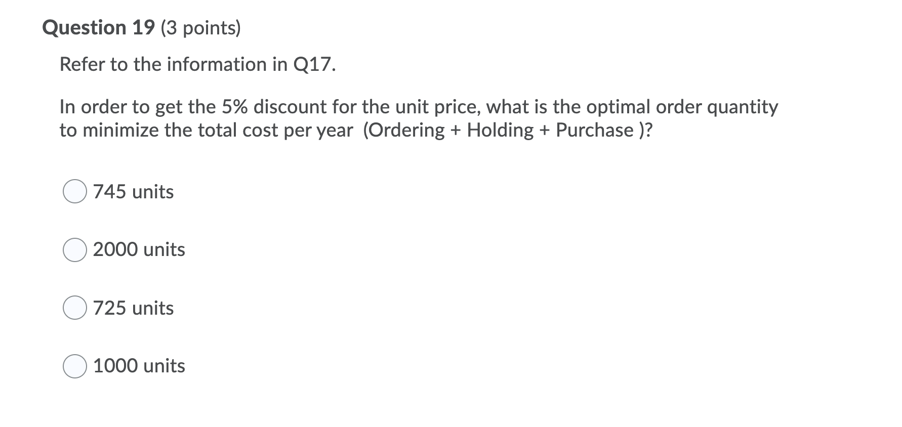 Question 17 (2 points) Saved A supermarket, which