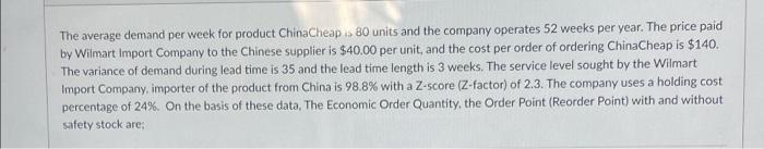 The average demand per week for product