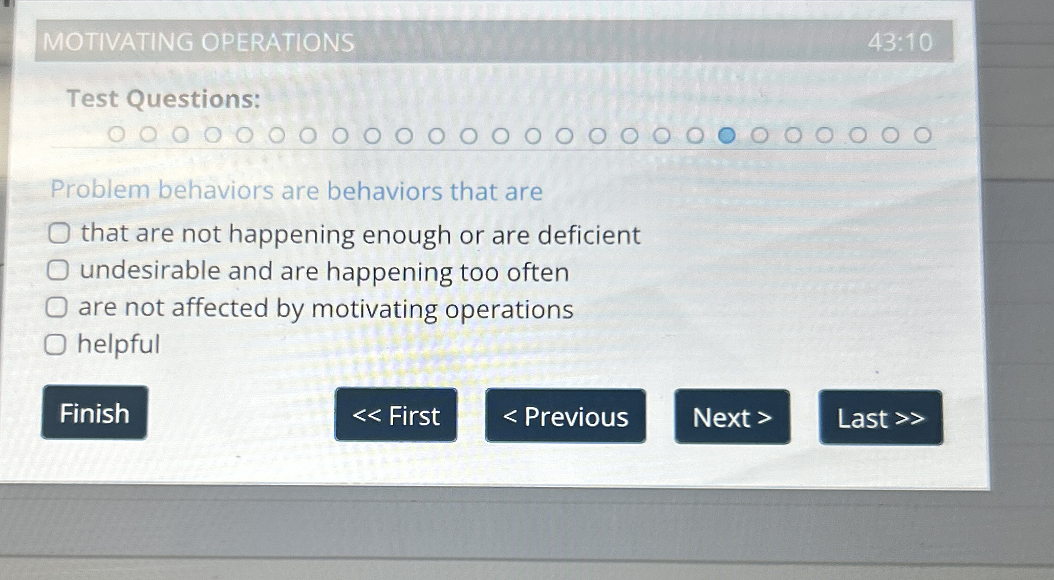 MOTIVATING OPERATIONS 4 3 : 1 0 Test Questions: