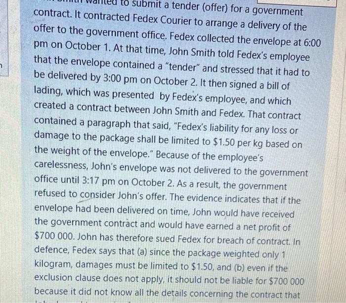 to submit a tender (offer) for a government