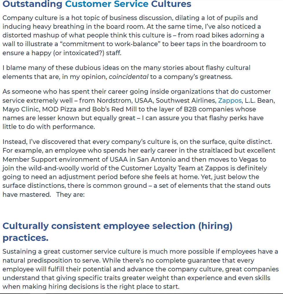 Discussion Questions Customer Service Culture