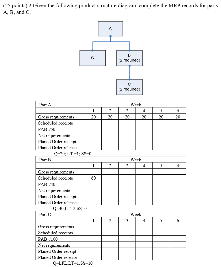( 2 5 points ) 2 . Given the following product