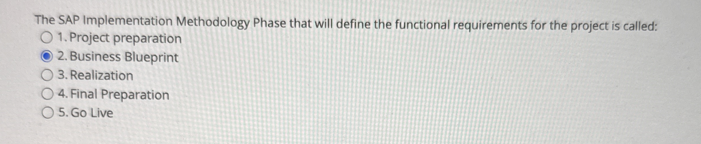 The SAP Implementation Methodology Phase that