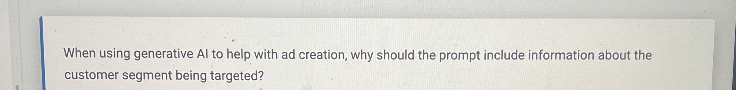 When using generative Al to help with ad