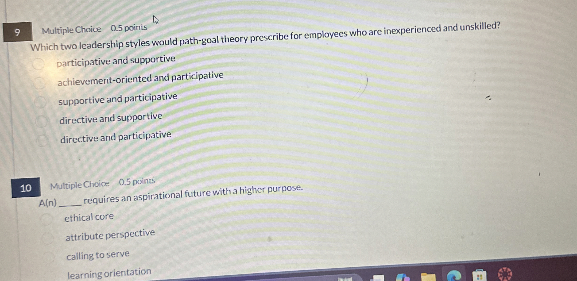 9 Multiple Choice 0 . 5 points Which two