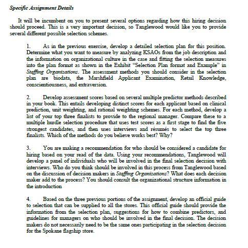 CASE SEVEN: SELECTION DECISION MAKING Case