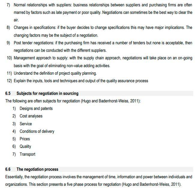 SUPPLY CHAIN MANAGEMENT ONE QUESTION There is a