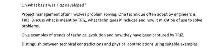 On what basis was TRIZ developed? Project