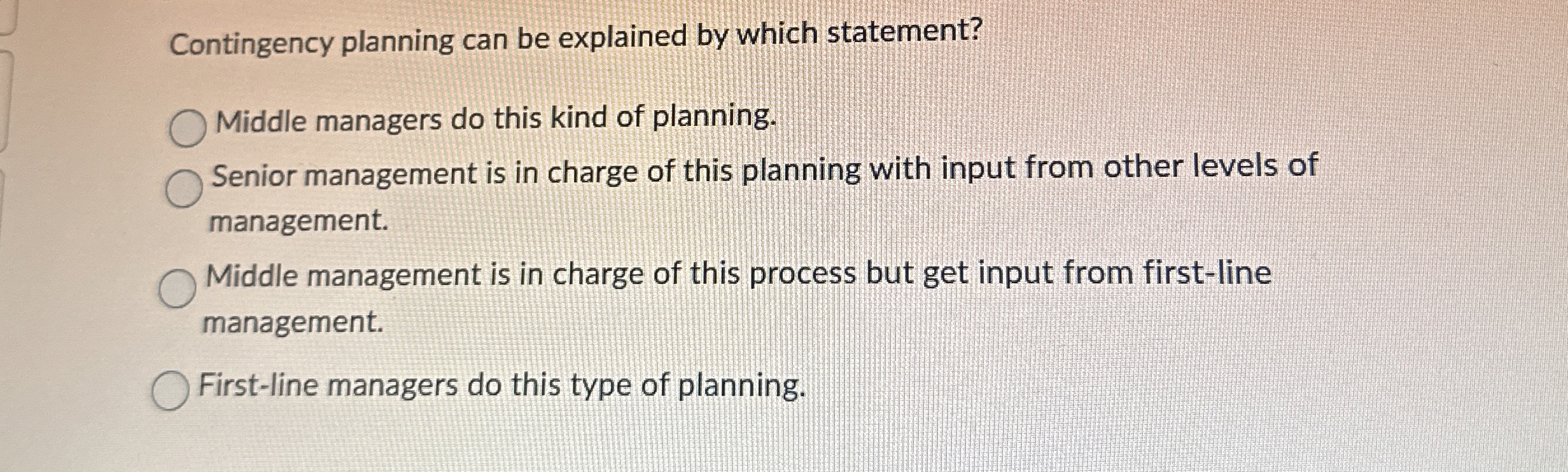 Contingency planning can be explained by which