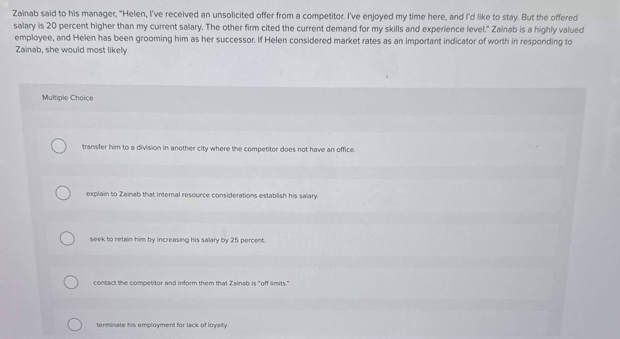 Zainab said to his manager, 