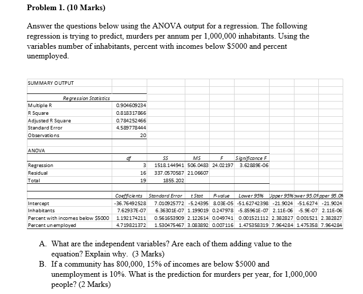 Problem 1. (10 Marks) Answer the questions below