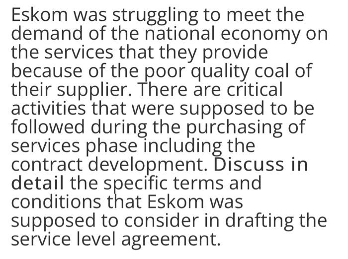 LOAD SHEDDING AT ESKOM Eskom is an electricity