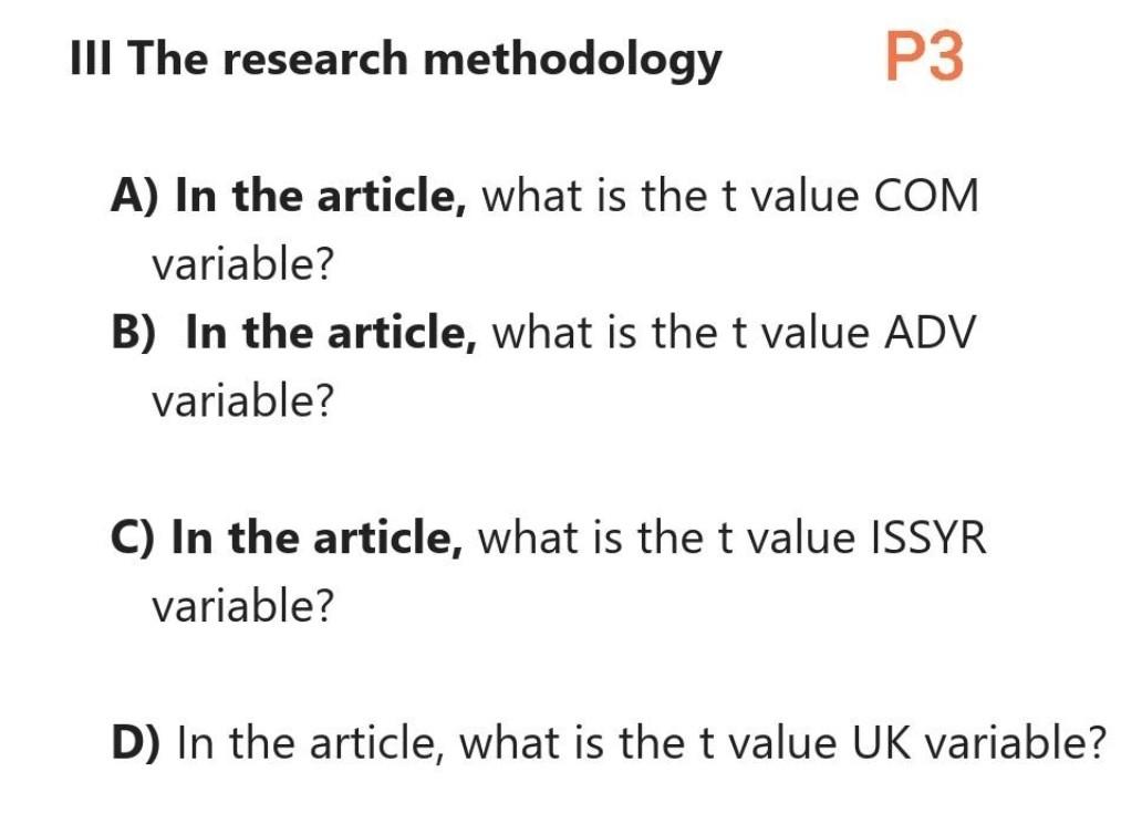 THE ARTICLE: 4. Methodology The regression model