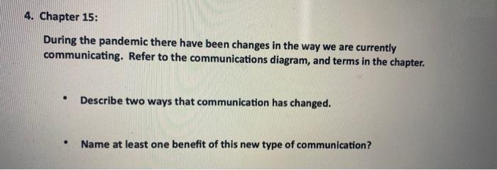 4. Chapter 15: During the pandemic there have