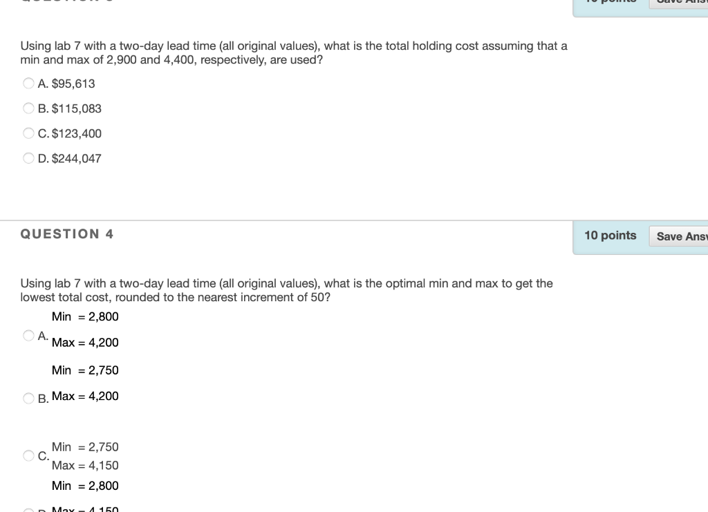 Using lab 7 with a two-day lead time (all