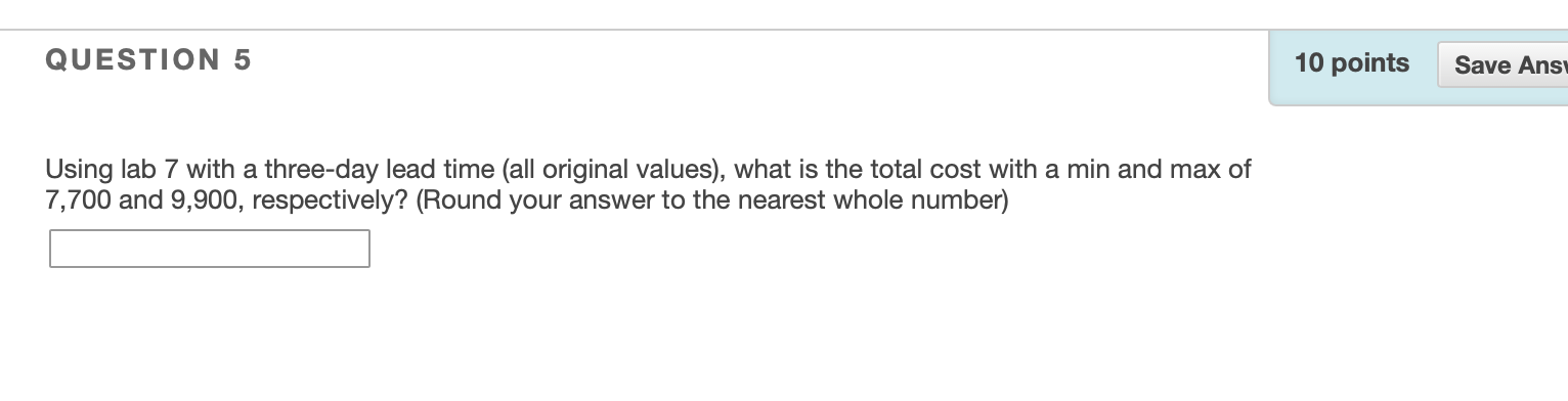Using lab 7 with a two-day lead time (all