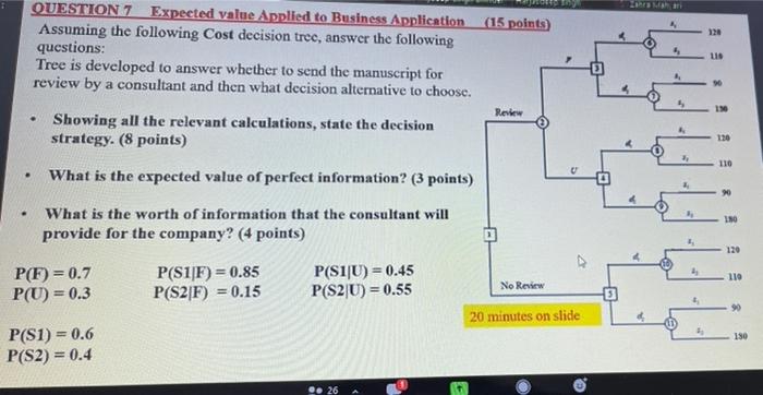 LAMA (15 points) 120 QUESTION 7 Expected value