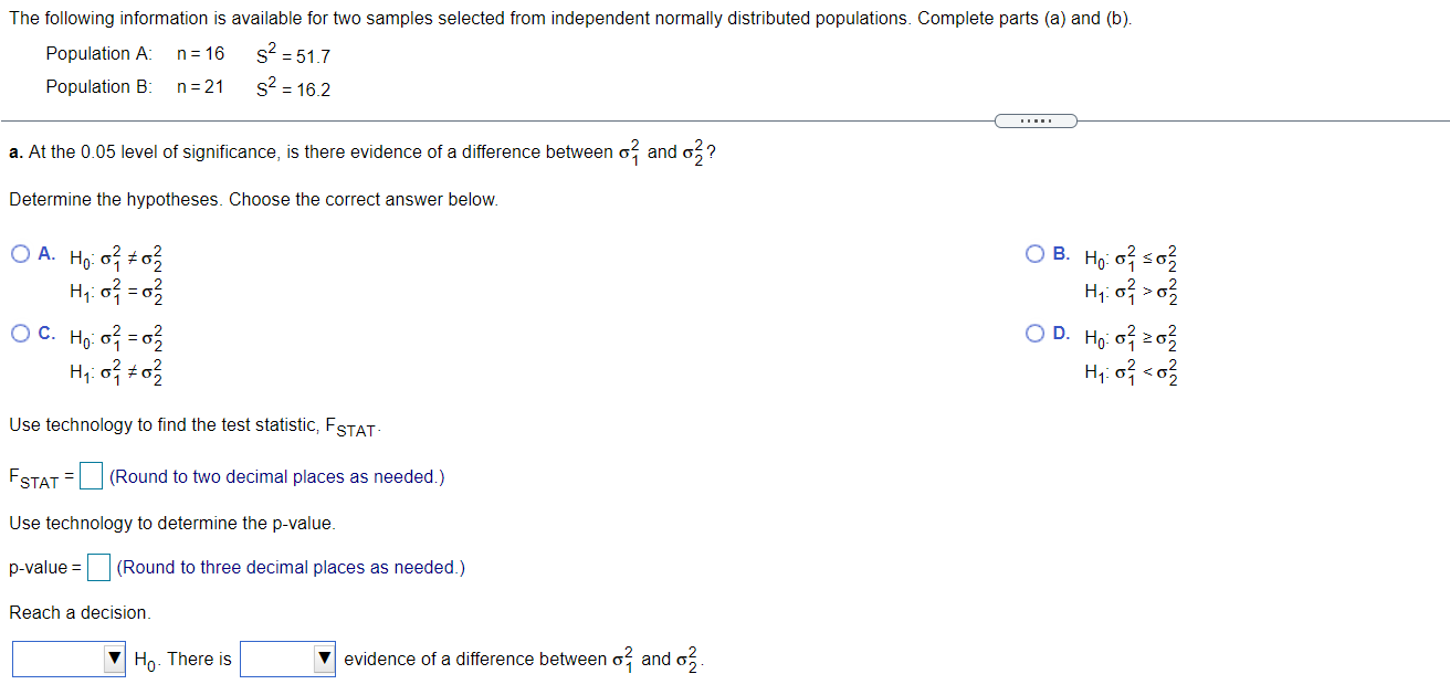 The following information is available for two