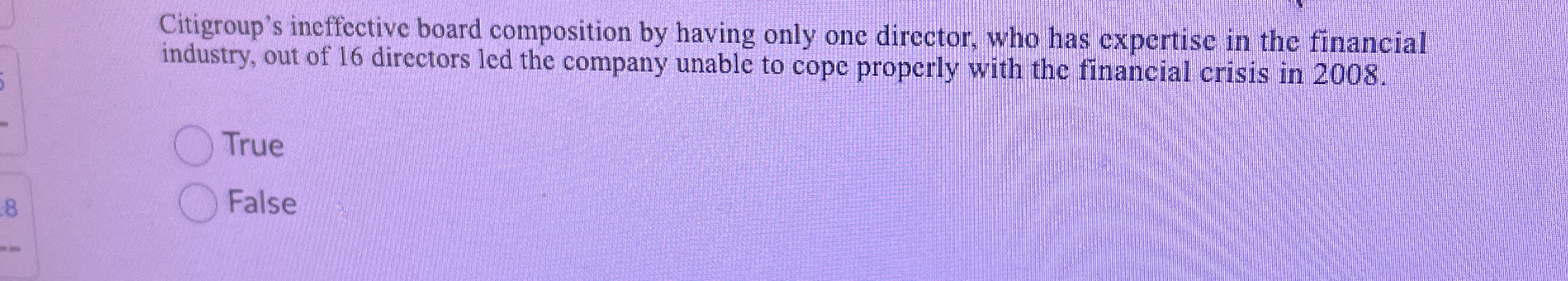 Citigroup's ineffective board composition by