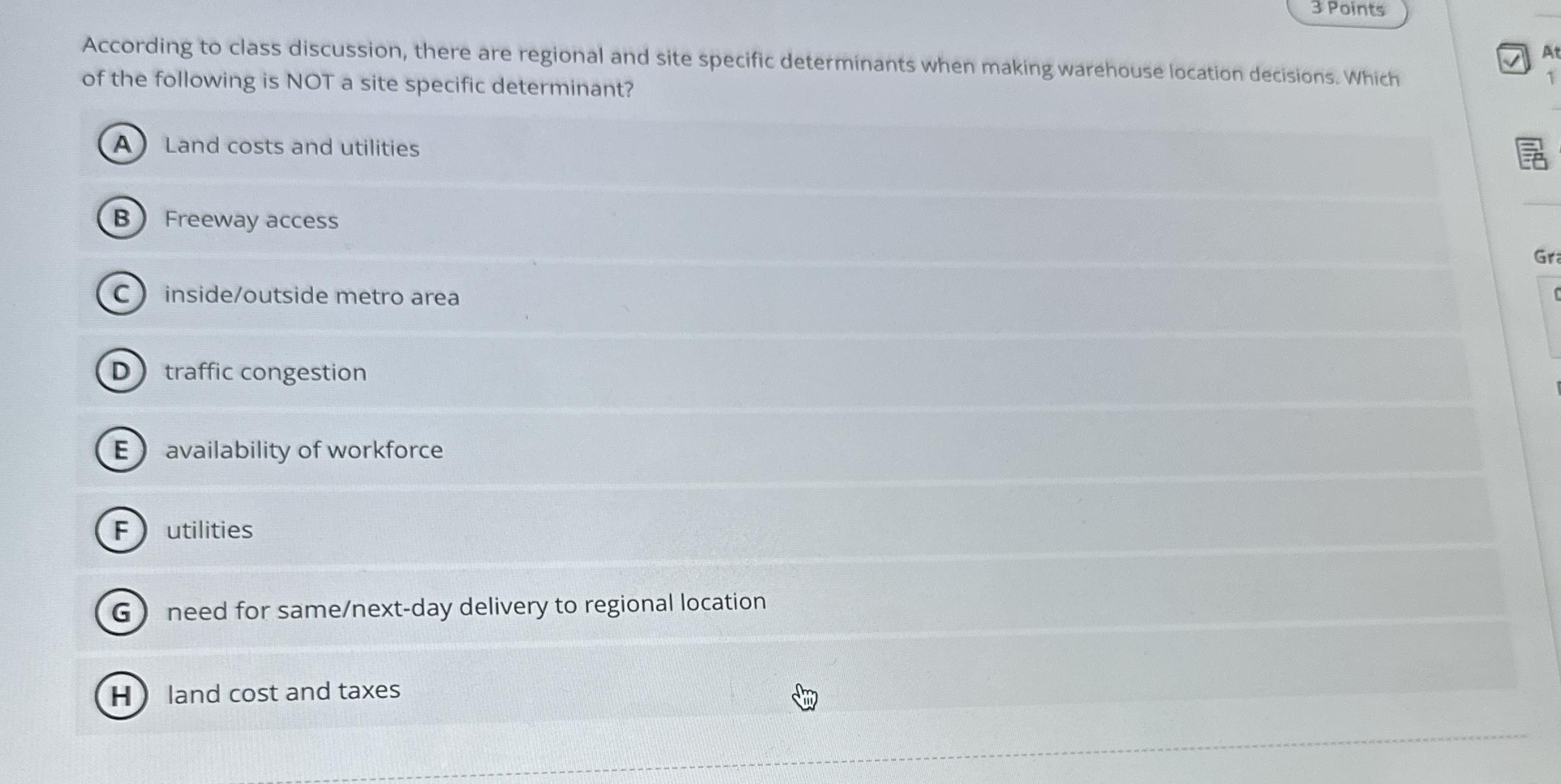 3 Points According to class discussion, there are