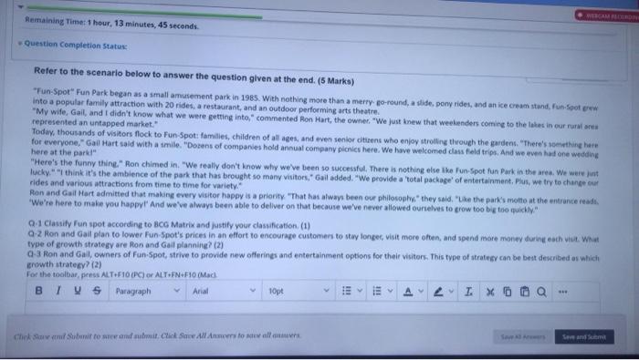 Remaining Time: 1 hour, 13 minutes, 45 seconds