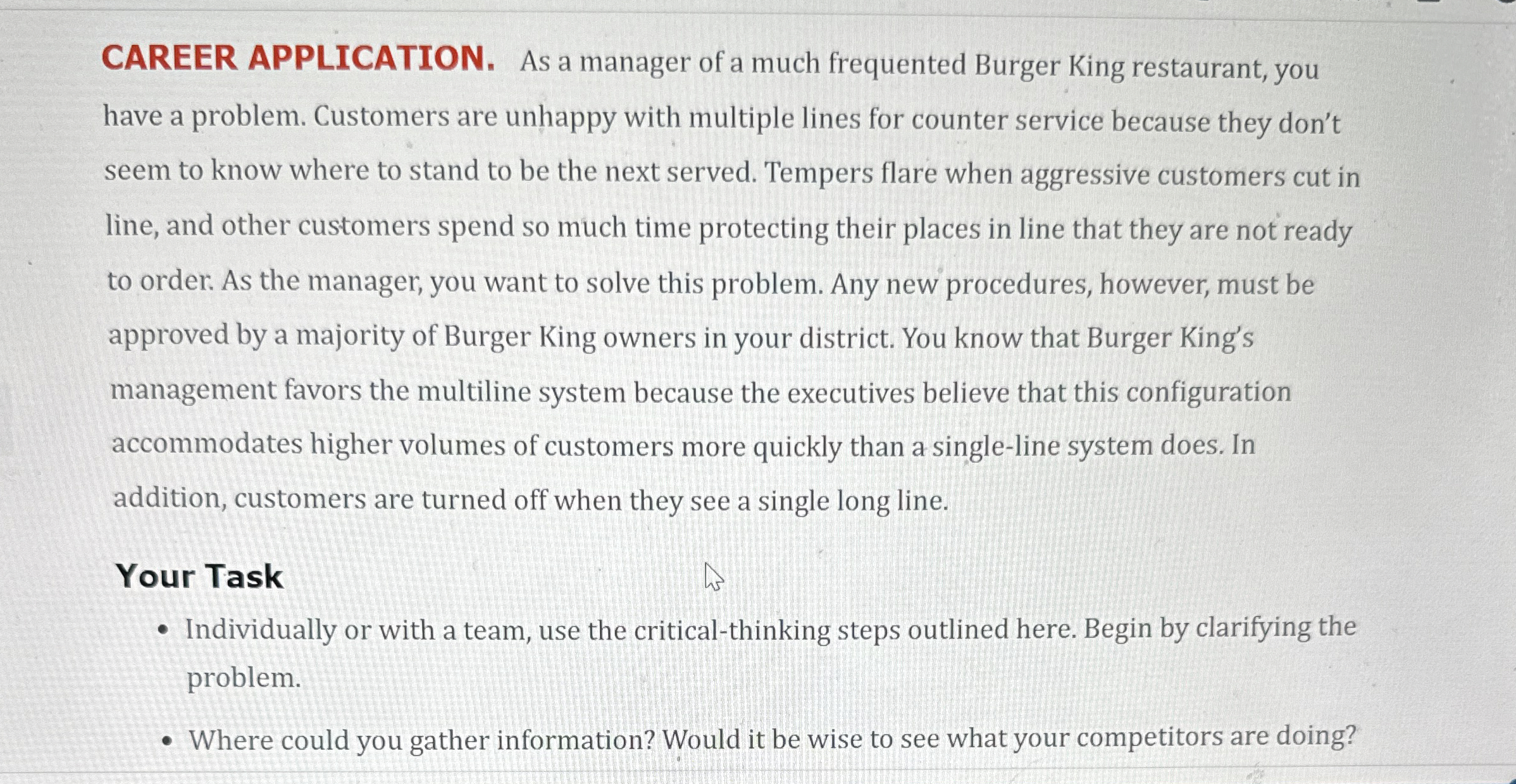 CAREER APPLICATION. As a manager of a much