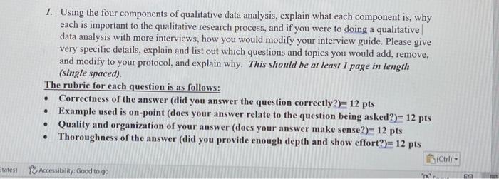 1. Using the four components of qualitative data