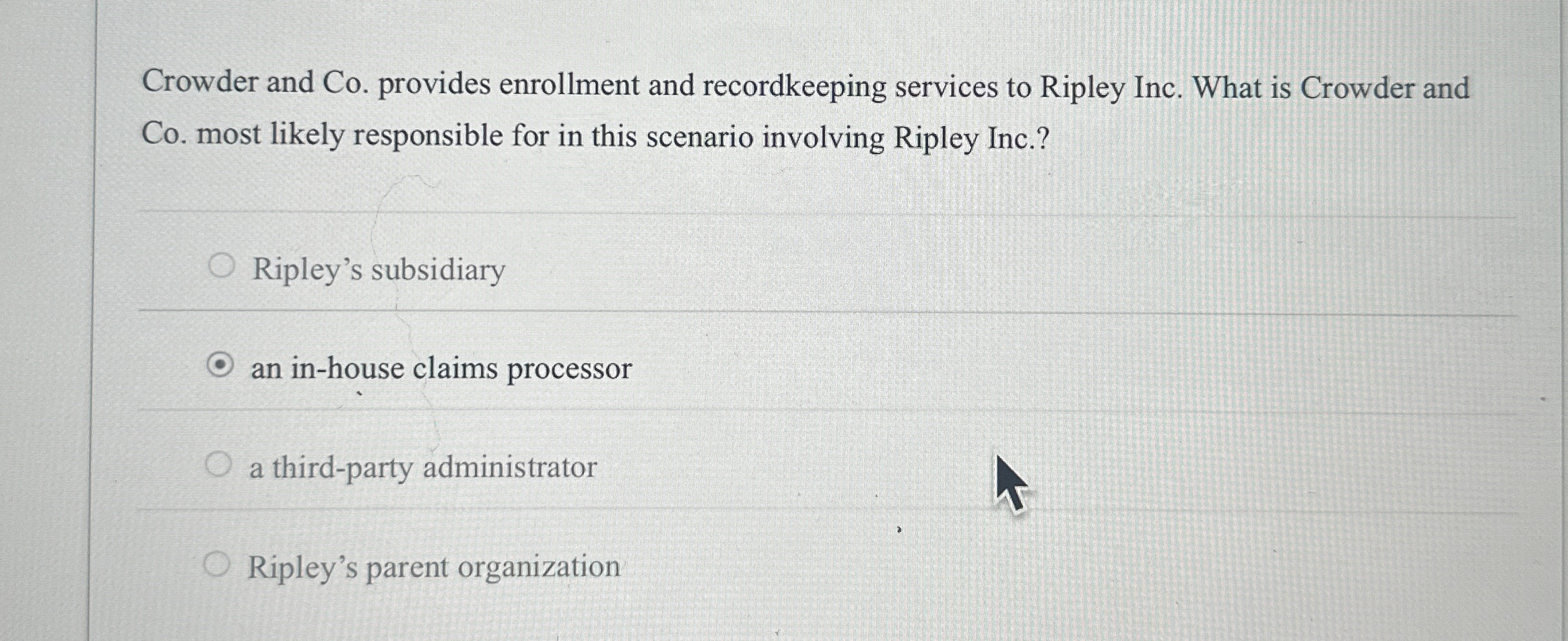 Crowder and Co . provides enrollment and