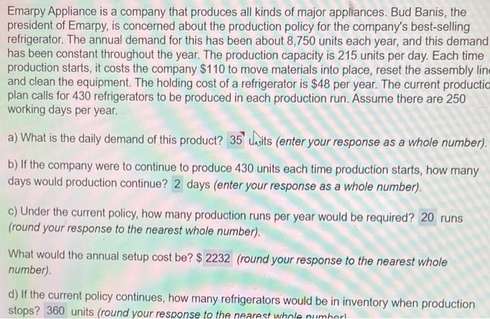 help with part 2 of F Emarpy Appliance is a