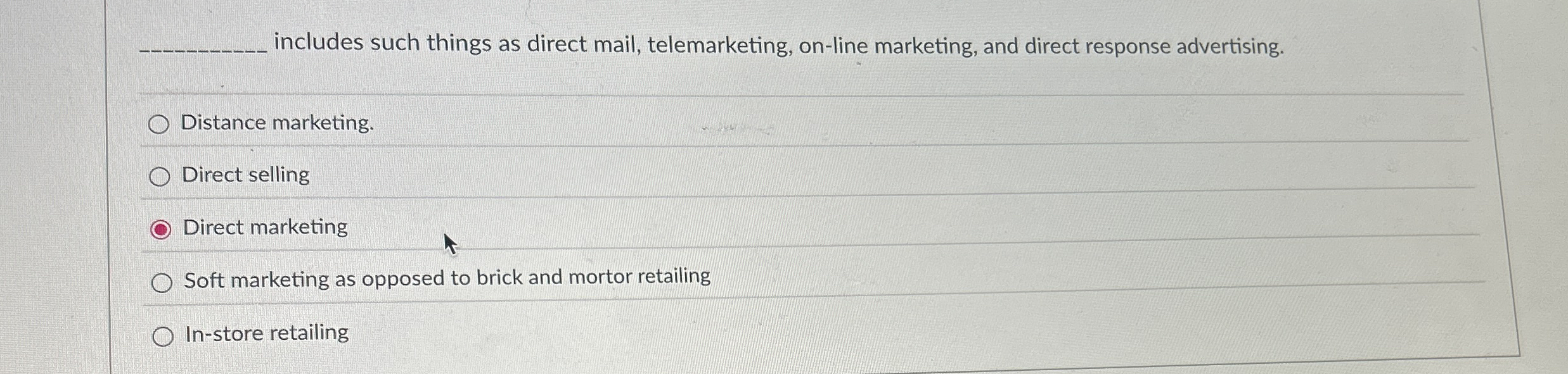 q , includes such things as direct mail,