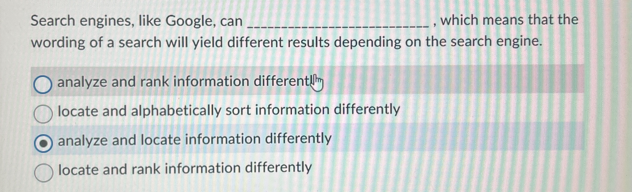 Search engines, like Google, can q , which means