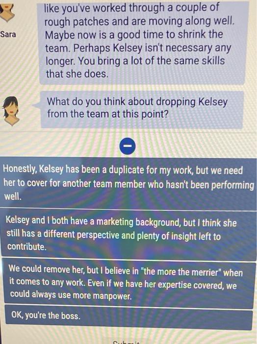 what do you think about droppong Lelsey frpm the