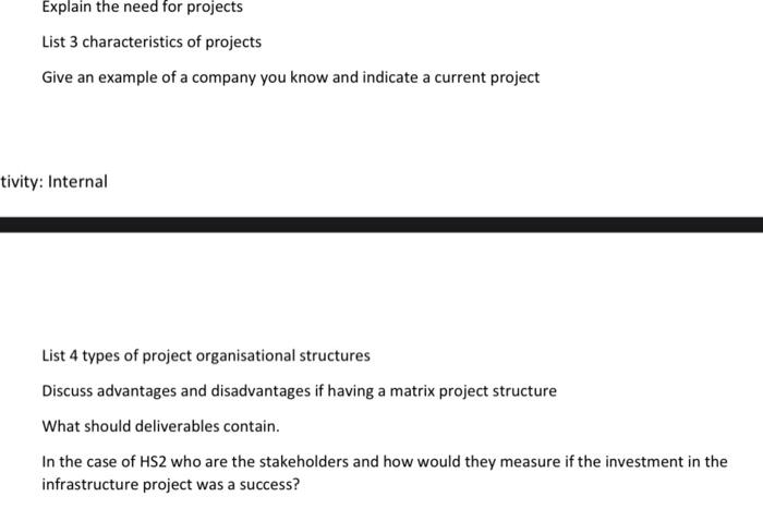 Explain the need for projects List 3